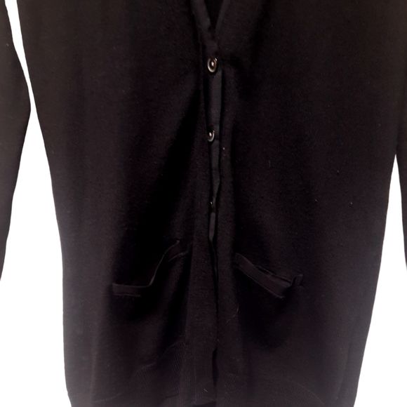 Banana Republic 100% Extra Fine Marino Wool Button Up Cardigan Sweater Black XS - Picture 6 of 9